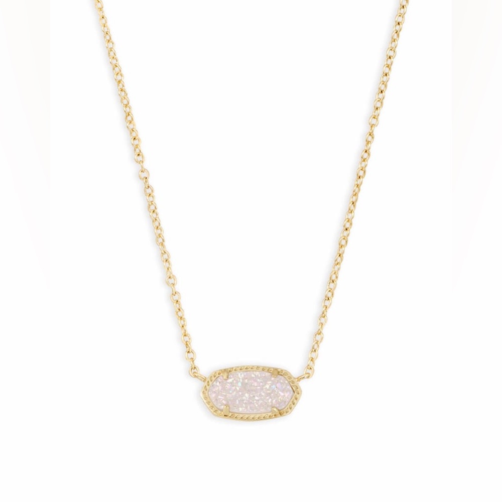 Elisa Gold Pendant Necklace in Iridescent Drusy